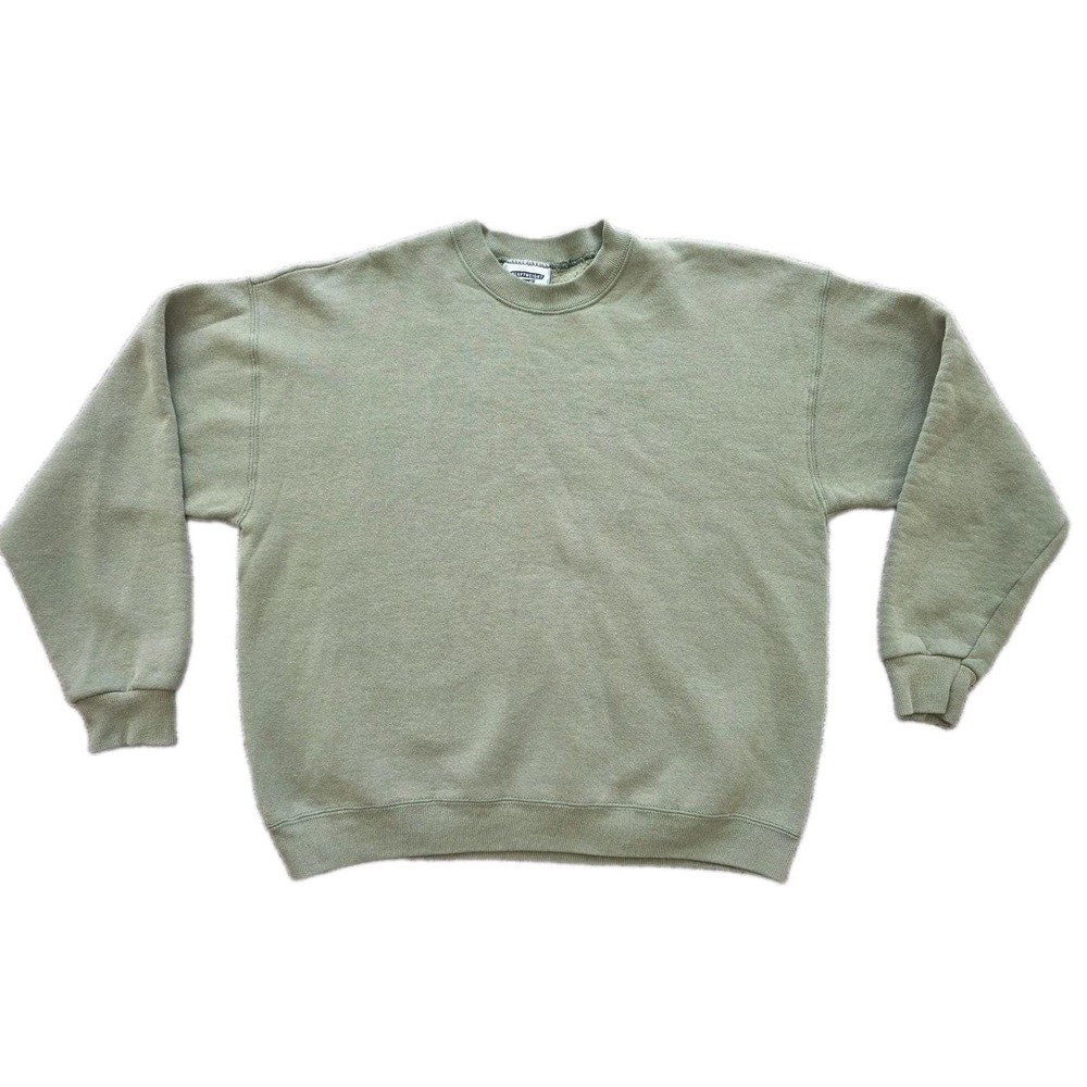 Vintage Lee Heavyweight Sweatshirt XL Made USA Olive Green Blank Crewneck 90s